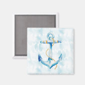 Blaue Aquarellanschor Magnet (Vorderseite/Rückseite)