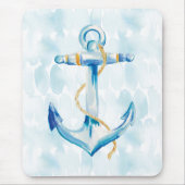 Blaue Aquarellanschor Mousepad (Vorne)