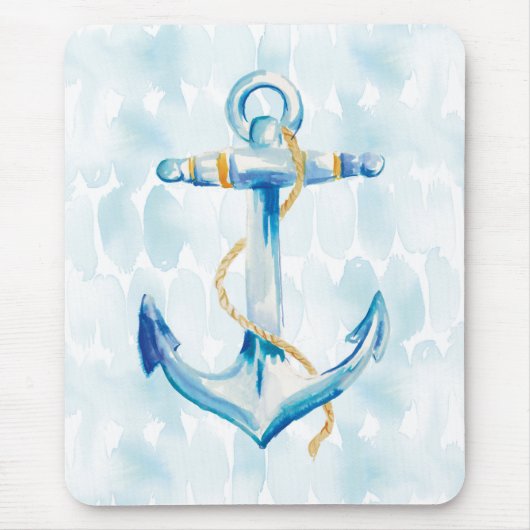 Blaue Aquarellanschor Mousepad (Vorne)
