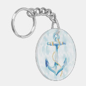 Blaue Aquarellanschor Schlüsselanhänger (Vorderseite links)
