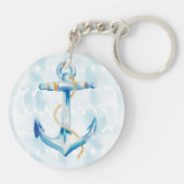 Blaue Aquarellanschor Schlüsselanhänger (Rückseite)