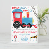 Blaue Aquarellbahn Einladung zum Geburtstag (Stehend Vorderseite)