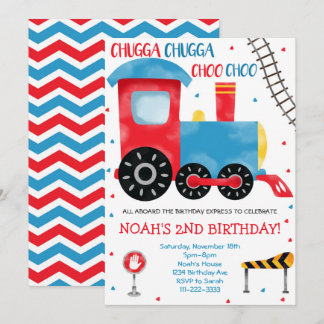 Blaue Aquarellbahn Einladung zum Geburtstag