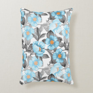 Blaue Aquarellblume - Botanische Blüte Dekokissen