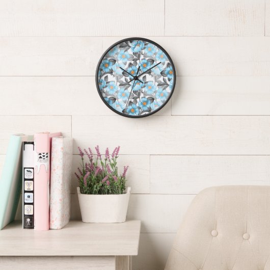 Blaue Aquarellblume - Botanische Blüte Uhr (Lesesaal)