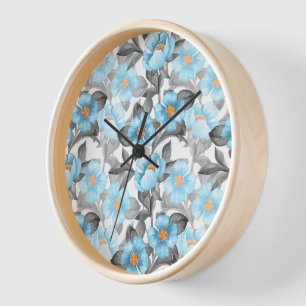 Blaue Aquarellblume - Botanische Blüte Uhr