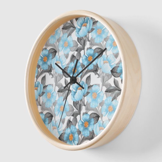 Blaue Aquarellblume - Botanische Blüte Uhr (Winkel)
