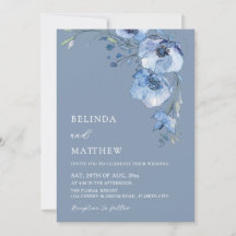 Blaue Aquarellblumen Hochzeit im lässigen Stil