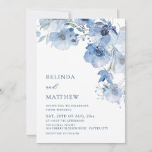 Blaue Aquarellblumen lässige Hochzeit