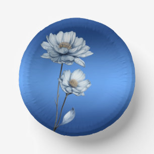 Blaue Aquarellblumen Pappteller