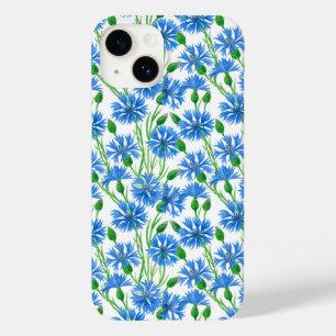 Blaue Aquarellblumen, weiße Blume Case-Mate iPhone Hülle