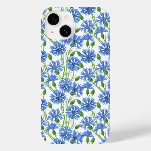 Blaue Aquarellblumen, weiße Blume Case-Mate iPhone Hülle (Rückseite)