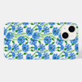 Blaue Aquarellblumen, weiße Blume Case-Mate iPhone Hülle (Rückseite (Horizontal))