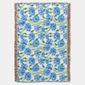 Blaue Aquarellblumen, weiße Blume Decke (Vorderseite Vertikal)