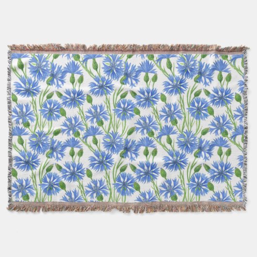 Blaue Aquarellblumen, weiße Blume Decke (Vorderseite)