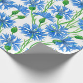 Blaue Aquarellblumen, weiße Blume Geschenkpapier (Ecke)