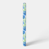 Blaue Aquarellblumen, weiße Blume Samsung Galaxy Hülle (Linke Seite)