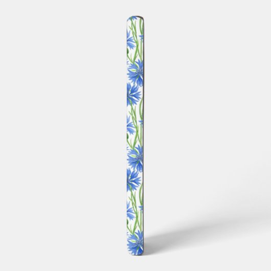 Blaue Aquarellblumen, weiße Blume Samsung Galaxy Hülle (Linke Seite)