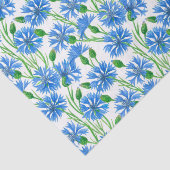 Blaue Aquarellblumen, weiße Blume Seidenpapier (Ausschnitt)