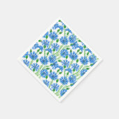 Blaue Aquarellblumen, weiße Blume Serviette (Ecke)