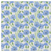 Blaue Aquarellblumen, weiße Blume Stoff (Nahaufnahme)