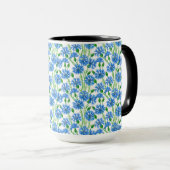 Blaue Aquarellblumen, weiße Blume Tasse (VorderseiteRechts)