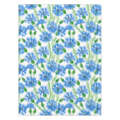 Blaue Aquarellblumen, weiße Blume Tischdecke (Vorderseite)