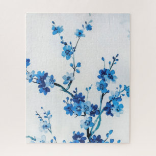 Blaue Aquarellblumen Zart Schön Puzzle