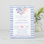 Blaue Aquarellbrasse Kinderdusche Einladung (Stehend Vorderseite)