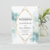 Blaue Aquarellenhochzeit Einladung (Stehend Vorderseite)