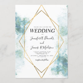 Blaue Aquarellenhochzeit Einladung