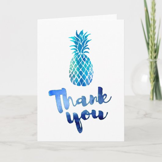 Blaue Aquarellfarbe danke Skriptin Ananas (Vorderseite)