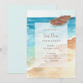 Blaue Aquarellfarbe Einladung (Vorne/Hinten)