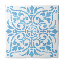 Blaue Aquarellfarbe Keramik Tile