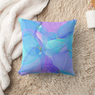 blaue Aquarellfarbe Kissen