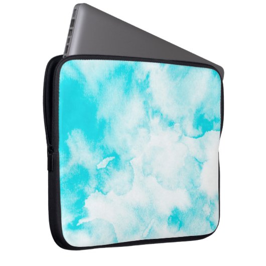 Blaue Aquarellfarbe Laptopschutzhülle (Vorne Rechts)