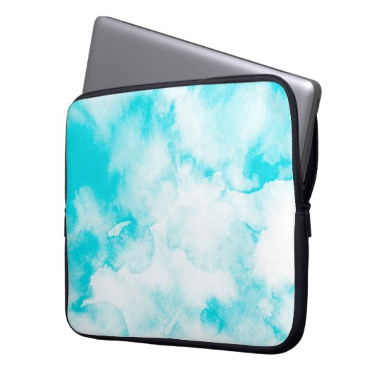 Blaue Aquarellfarbe Laptopschutzhülle (Vorderseite Links)