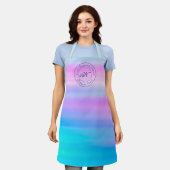 Blaue Aquarellfarbe mit dem Logo "Custom Business  Schürze (Getragen)