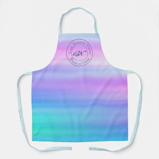 Blaue Aquarellfarbe mit dem Logo "Custom Business  Schürze (Vorderseite)