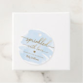 Blaue Aquarellfarbe mit Liebe-Babydusche Geschenkanhänger (Beispiel)