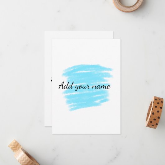 Blaue Aquarellfarbe: Namensschild hier werfen Mitteilungskarte (Vorderseite/Rückseite Beispiel)