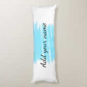 Blaue Aquarellfarbe: Namensschild hier werfen Seitenschläferkissen (Rückseite (Vertikal))