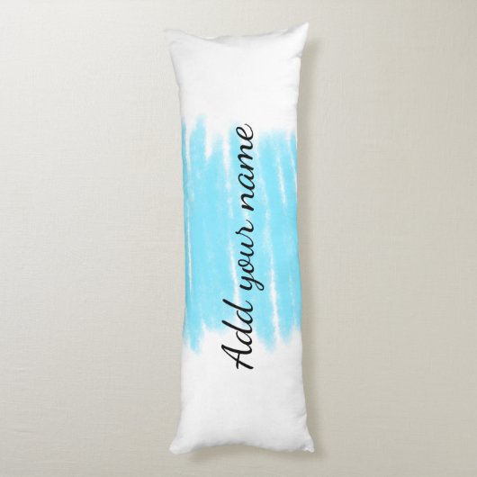 Blaue Aquarellfarbe: Namensschild hier werfen Seitenschläferkissen (Rückseite (Vertikal))