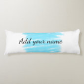 Blaue Aquarellfarbe: Namensschild hier werfen Seitenschläferkissen (Vorderseite)