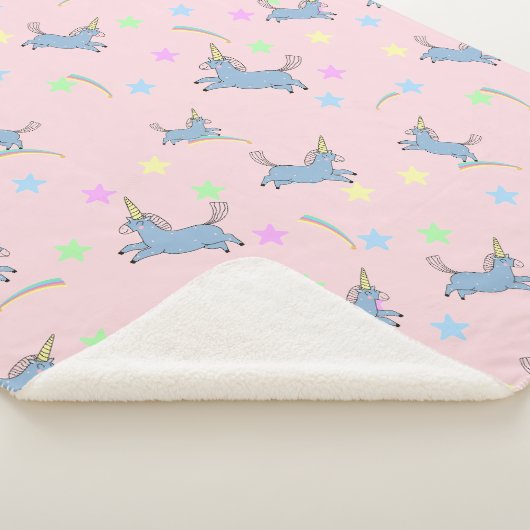 Blaue Aquarellfarbe niedlich Unicoror Regenbogenst Sherpadecke (3/4)
