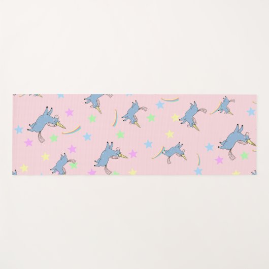 Blaue Aquarellfarbe niedlich Unicoror Regenbogenst Yogamatte (Vorderseite (Horizontal))