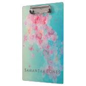 Blaue Aquarellfarbe Paint Pink Pastellfarben Blume Klemmbrett (Links)