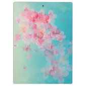 Blaue Aquarellfarbe Paint Pink Pastellfarben Blume Klemmbrett (Rückseite)