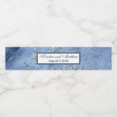 Blaue Aquarellfarbe Silber Merkur Punkte Wasserflaschenetikett (Einzelnes Label)