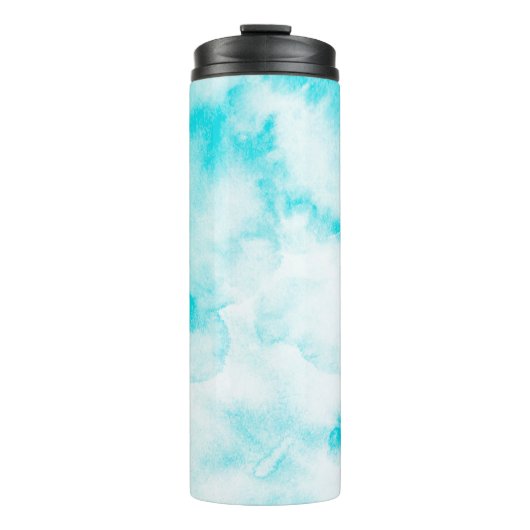 Blaue Aquarellfarbe Thermosbecher (Vorderseite)